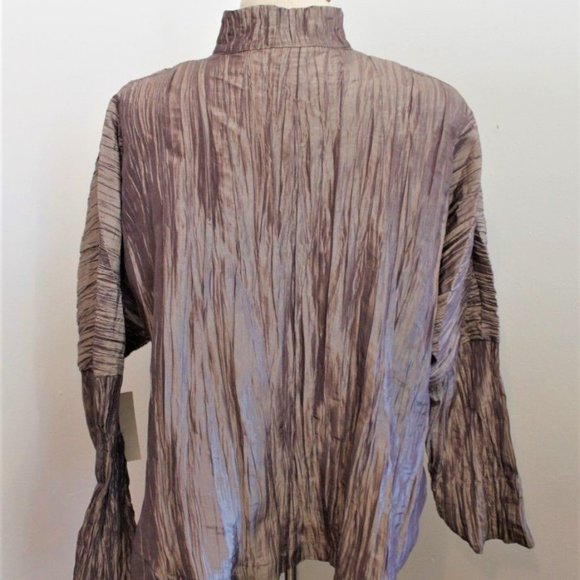 New ITEMZ Light Brown/Copper Crinkle Blouse OSFM - Picture 2 of 2